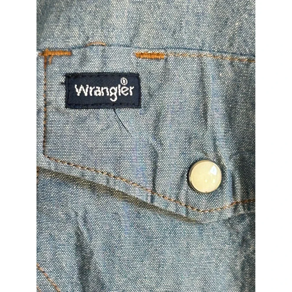 Wrangler Mens Long Sleeve Denim Western Shirt XXL‎ Blue Cotton Western Style - Picture 4 of 8